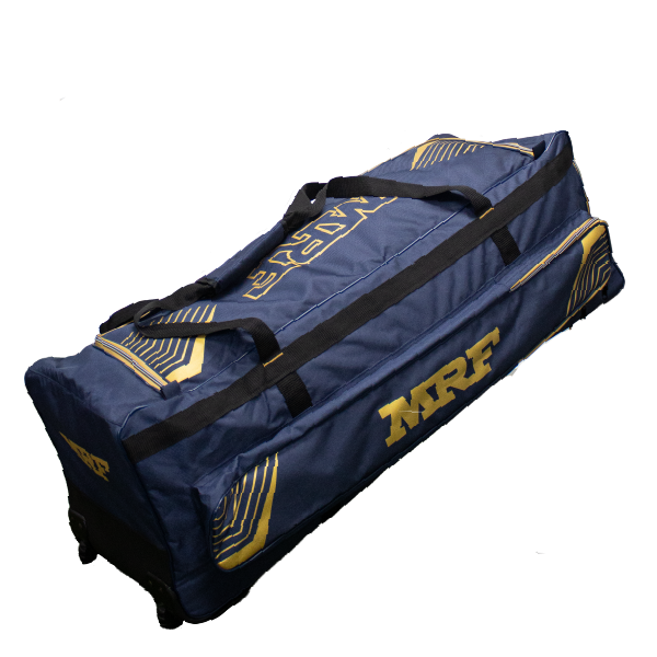 MRF Genius Gold wheelie kit bag – Navy/Gold