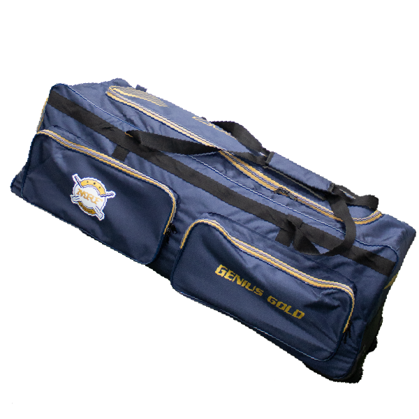 MRF Genius Gold wheelie kit bag – Navy/Gold