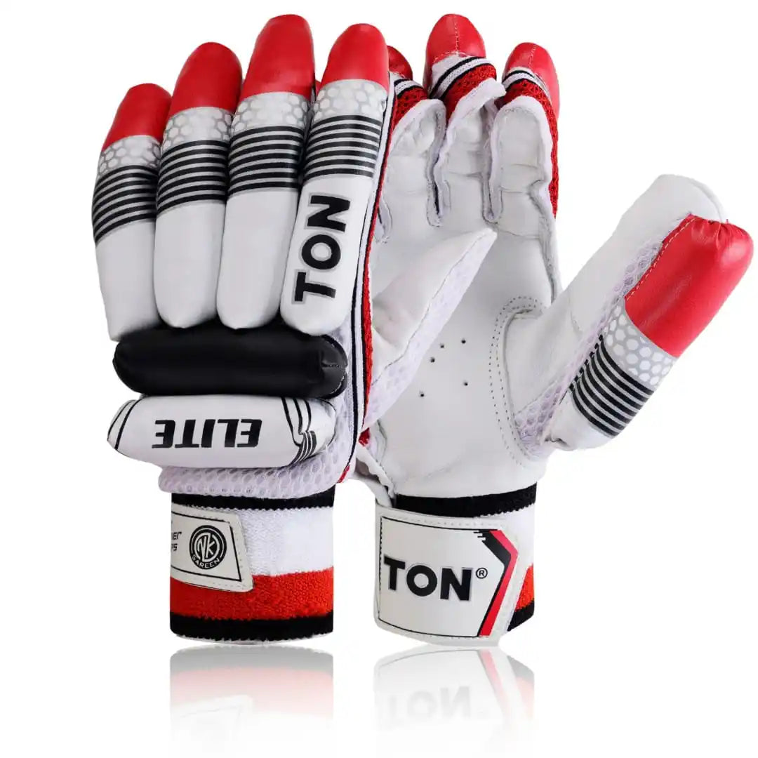 Ton ELITE Cricket Batting Gloves – Youth – Junior – S.Junior – White/Red