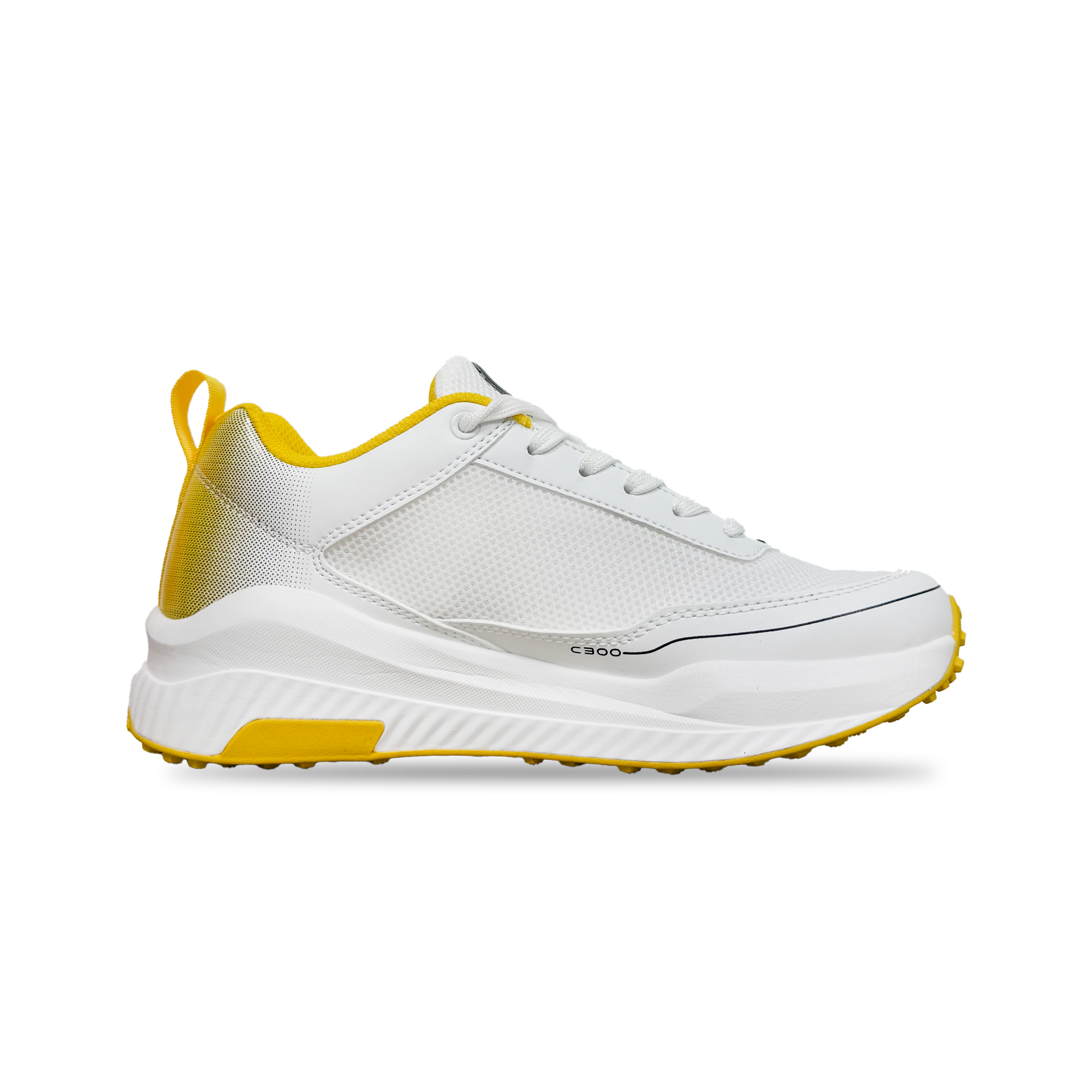 Champ C300 Rubber – Cricket/Hockey Shoes – White and Yellow