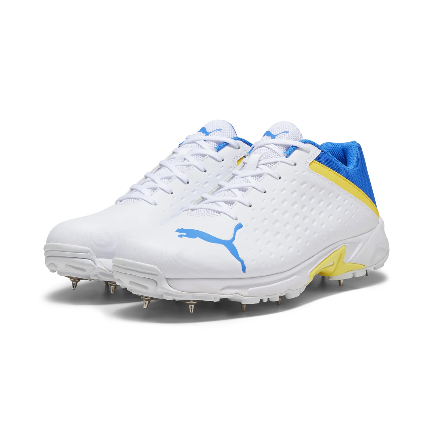 Puma Spike 22.2 White Yellow Blaze – Blue Cricket Spikes
