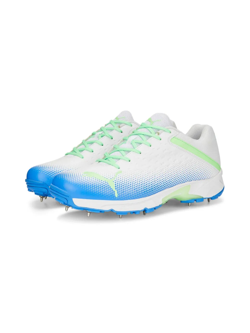 Puma Spike 22.2 White Green Bluemazing – Cricket Spikes