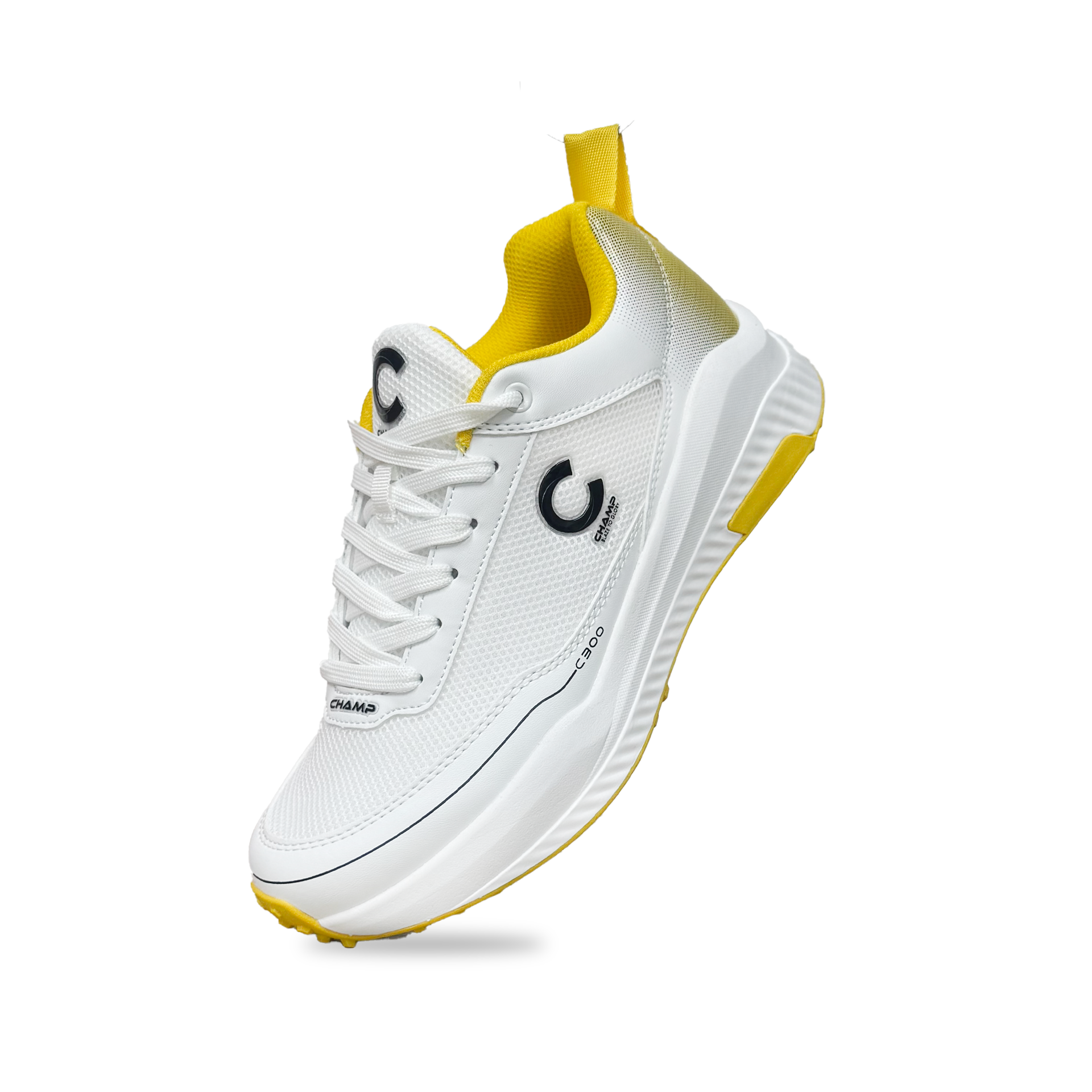 Champ C300 Rubber – Cricket/Hockey Shoes – White and Yellow