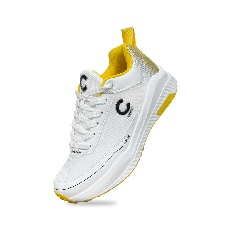 Champ C300 Rubber – Cricket/Hockey Shoes – White and Yellow