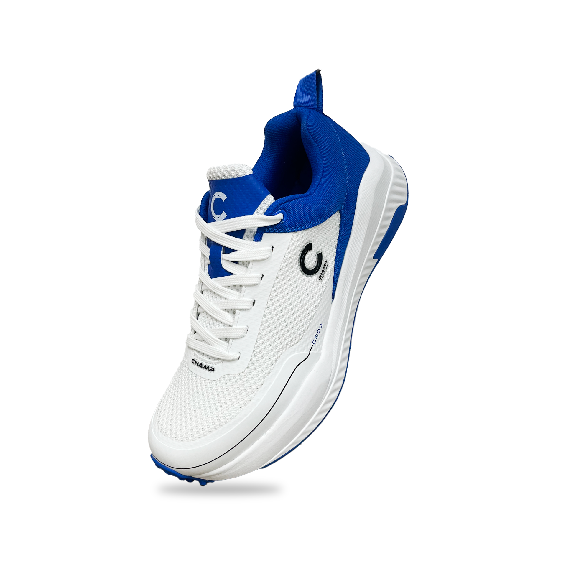 Champ C500 Rubber – Cricket/Hockey Shoes – White and Blue