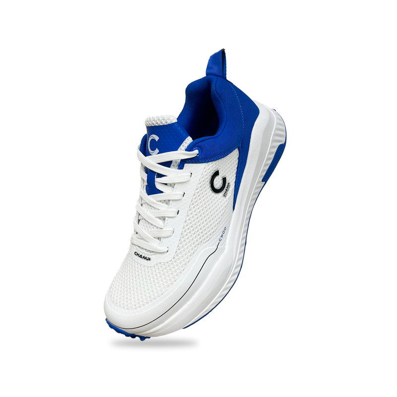 Champ C500 Rubber – Cricket/Hockey Shoes – White and Blue