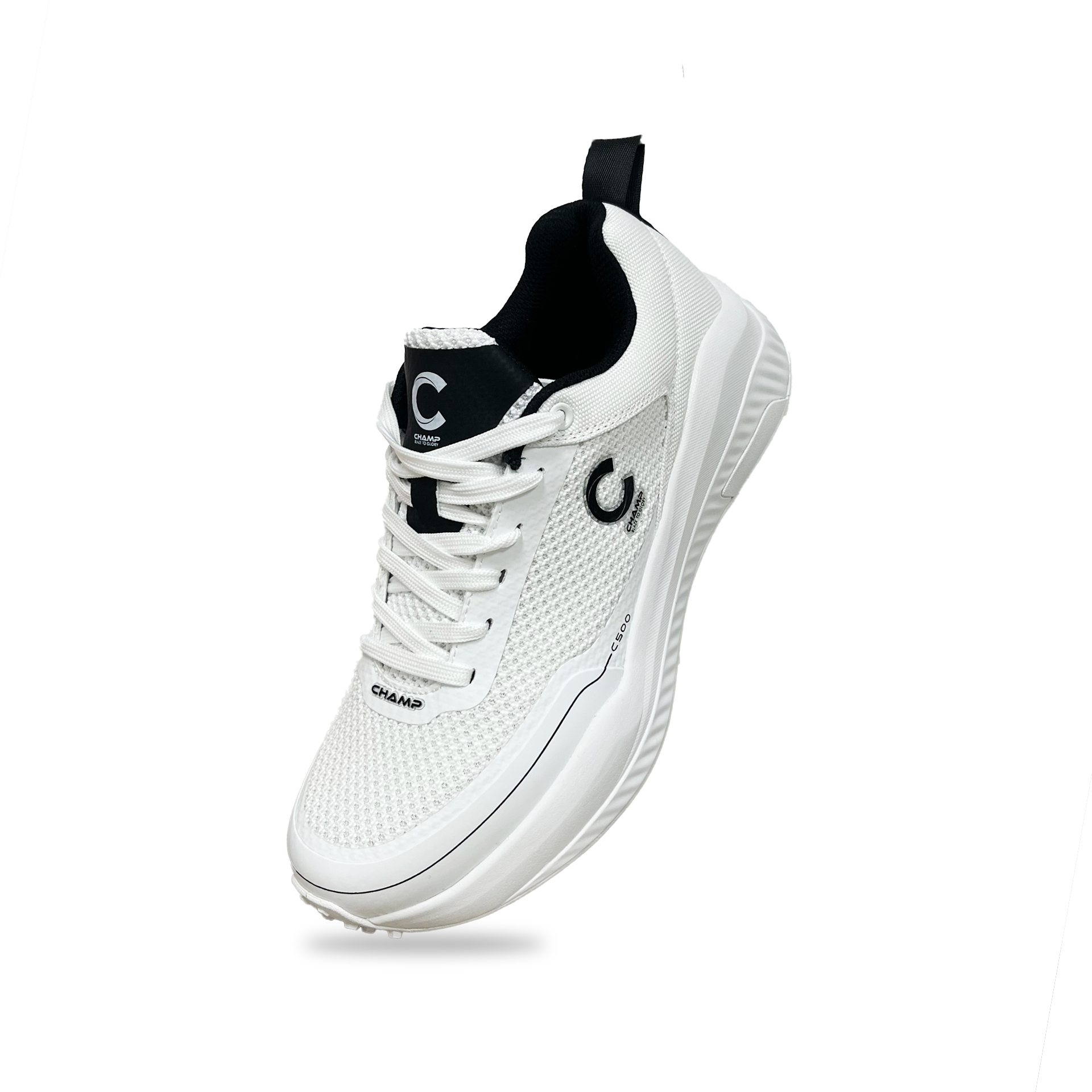 Champ C500 Rubber – Cricket/Hockey Shoes – White and Black