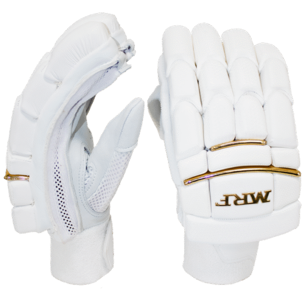 MRF Genius Emperor Batting Gloves – White Gold – Adult RH