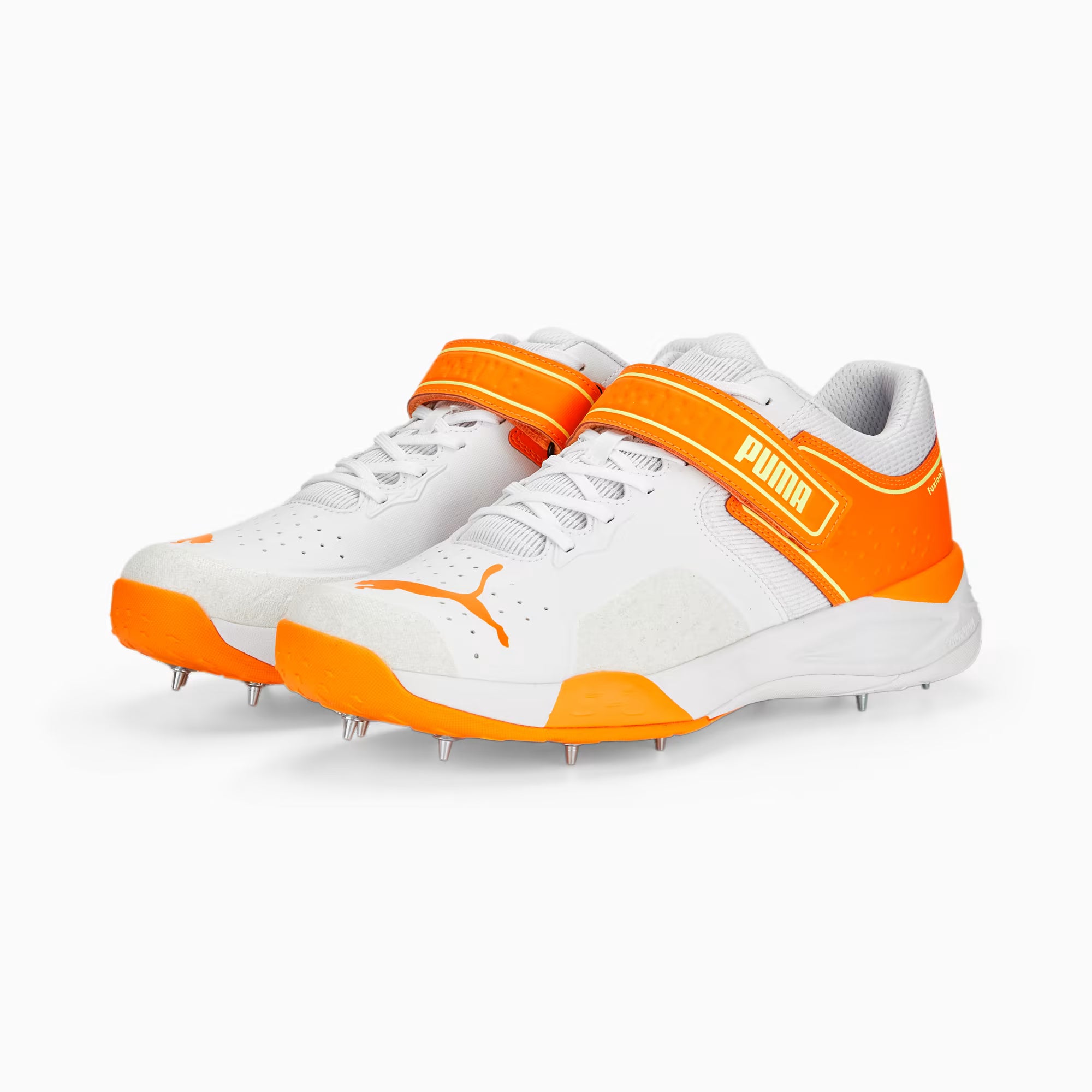 Puma Bowling 22.1 White Ultra Orange Yellow – Cricket Spikes