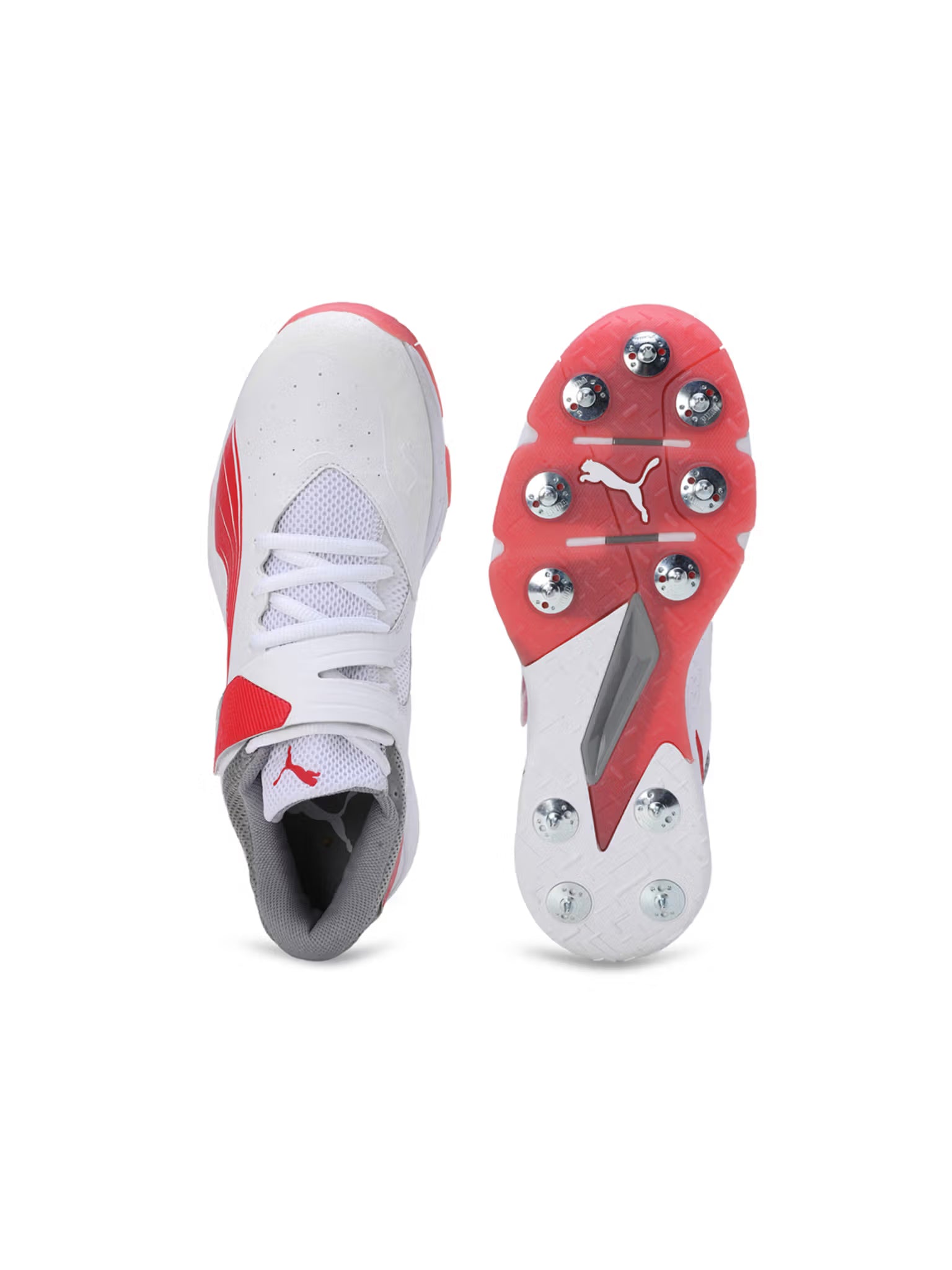 Puma Bowling 24.1- White Stormy Red Cricket Spikes