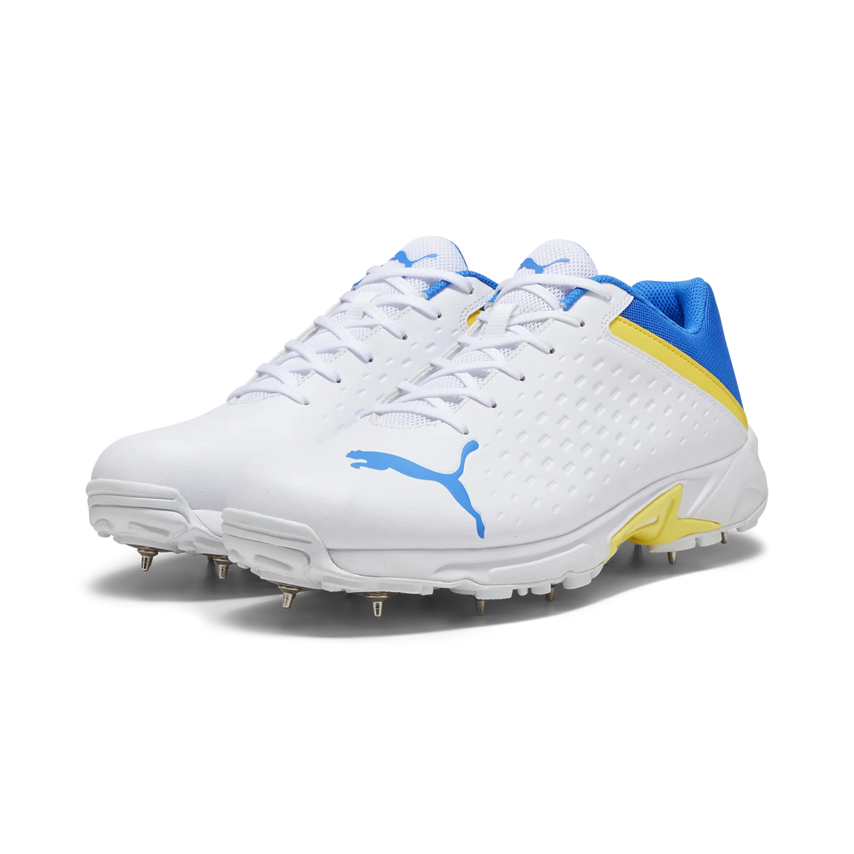 Puma Spike 22.2 White Yellow Blaze – Blue Cricket Spikes