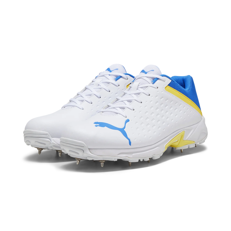 Puma Spike 22.2 White Yellow Blaze – Blue Cricket Spikes
