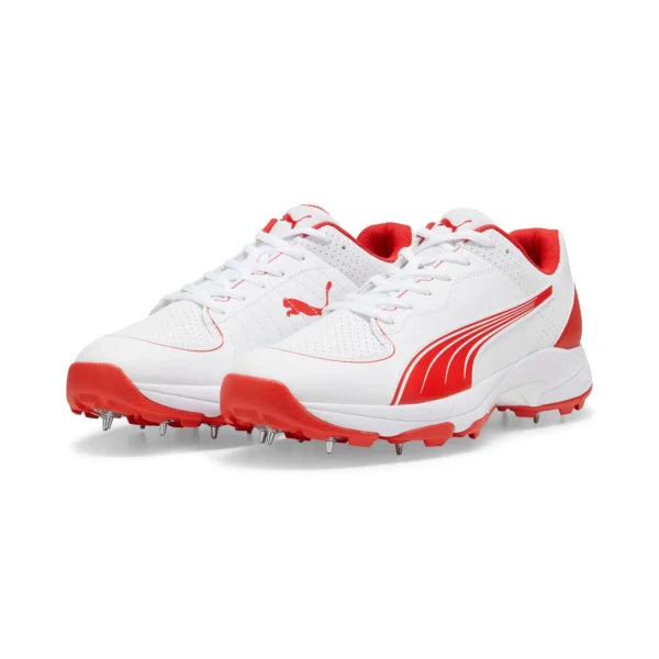 Puma Spike 24.2 White Red – Cricket Spikes