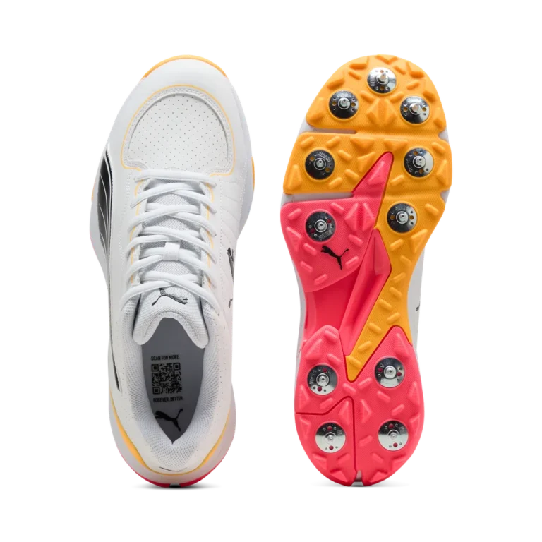 Puma Spike 24.2 White Black Sun Stream – Cricket Spikes