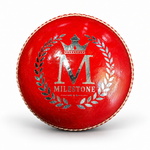 Milestone 2 Piece Icon Red 156G Cricket Ball Milestone logo front view