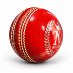 Milestone 2 Piece Icon Red 156G Cricket Ball seam and Milestone branding view