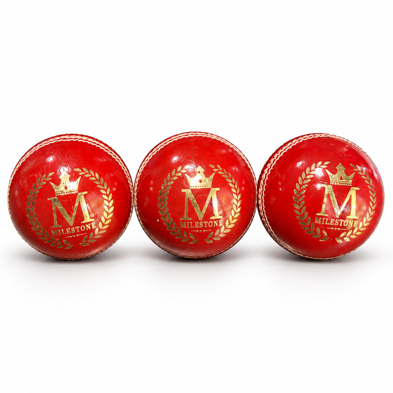 Three Milestone 4 Piece Elite Red 156G Cricket Balls