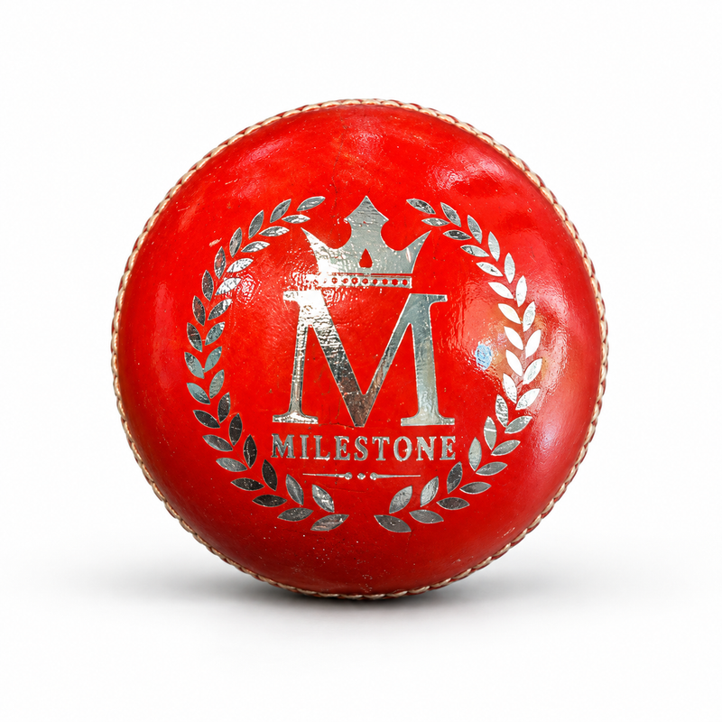 Milestone Icon Red 156G cricket ball Milestone logo front view
