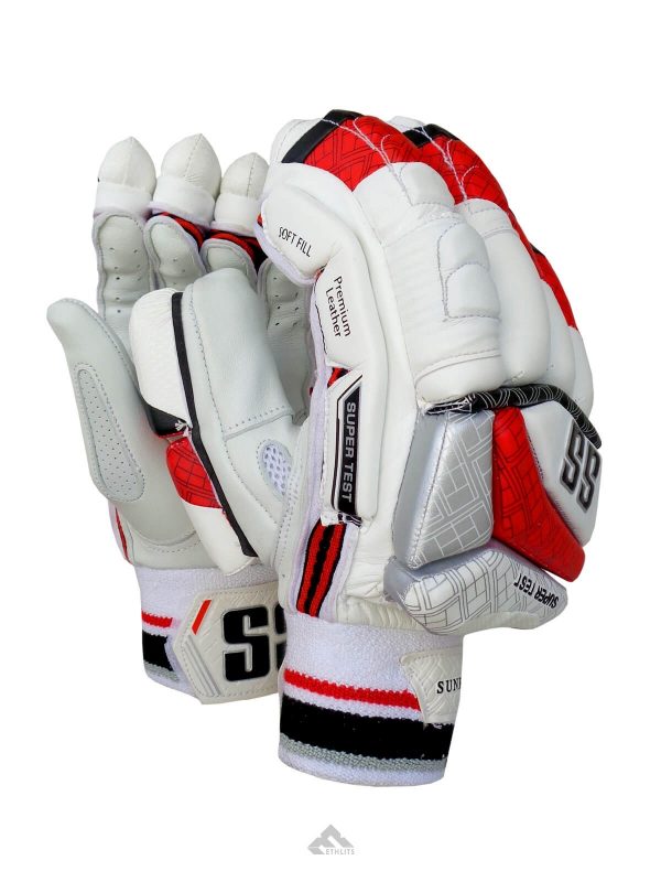 SS Super Test Batting Gloves – Red and White – Adults